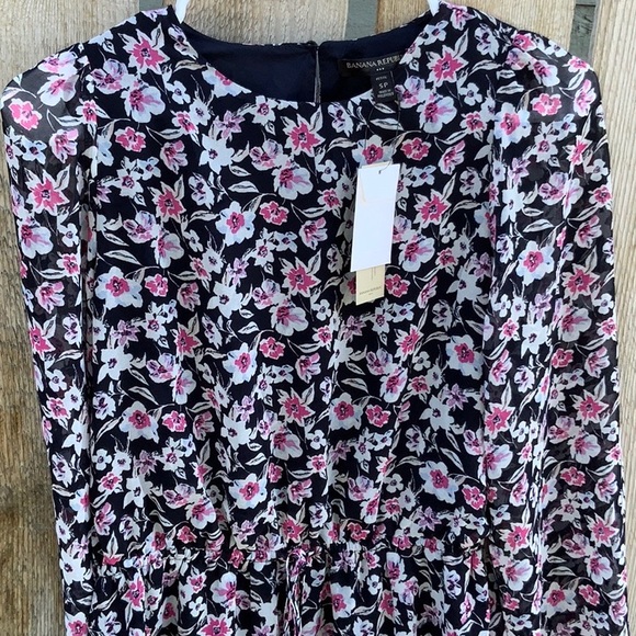 🔆NWT BANANA REPUBLIC LS FLOUNCE FNF WARM CONBO DRESS SZ S - Picture 3 of 16